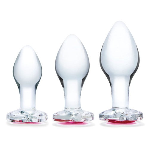 3 Pc Heart Jewel Glass Anal Training Kit