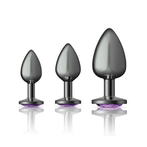 Cheeky Charms - Metal Butt Plug Gunmetal - Anal Trainer Kit