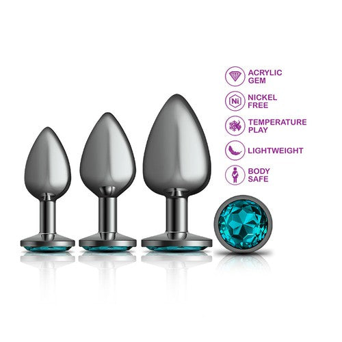 Cheeky Charms - Metal Butt Plug Gunmetal - Anal Trainer Kit