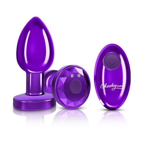 Cheeky Charms - Rechargeable Vibrating Metal Butt Plug With Remote Control Medium