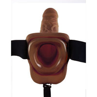 Fetish Fantasy Series 9" Vibrating Hollow Strap-on With Balls Brown