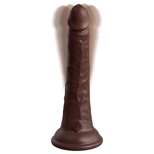 King Cock Elite 7" Vibrating Silicone Dual Density Cock With Remote - Brown