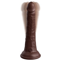 King Cock Elite 7" Vibrating Silicone Dual Density Cock With Remote - Brown