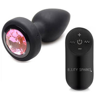 Silicone Vibrating Pink Gem Anal Plug With Remote