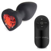 Silicone Vibrating Red Heart Anal Plug With Remote - Small