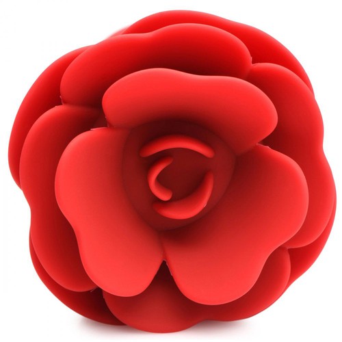 Silicone Vibrating Rose Anal Plug With Remote - Medium